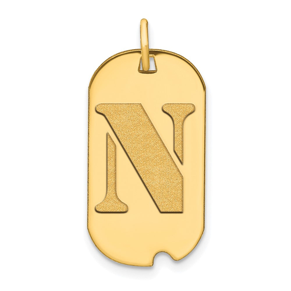 Charlie & Co Jewelry | 14k Polished Letter N Initial Dog Tag Pendant - Model YC1439N