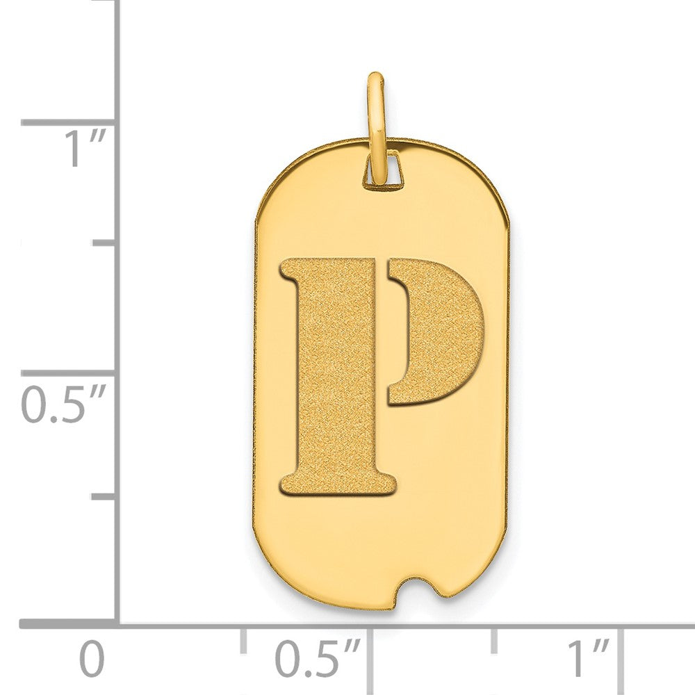 Charlie & Co Jewelry | 14k Polished Letter P Initial Dog Tag Pendant - Model YC1439P