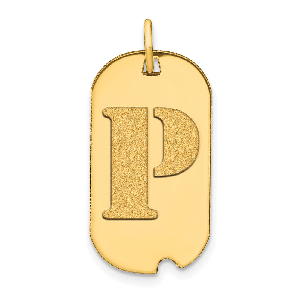Charlie & Co Jewelry | 14k Polished Letter P Initial Dog Tag Pendant - Model YC1439P