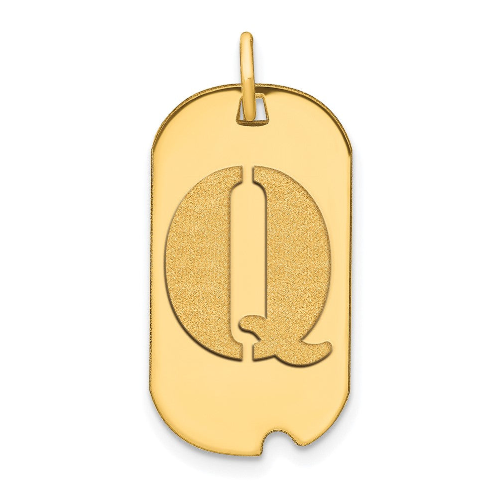 Charlie & Co Jewelry | 14k Polished Letter Q Initial Dog Tag Pendant - Model YC1439Q