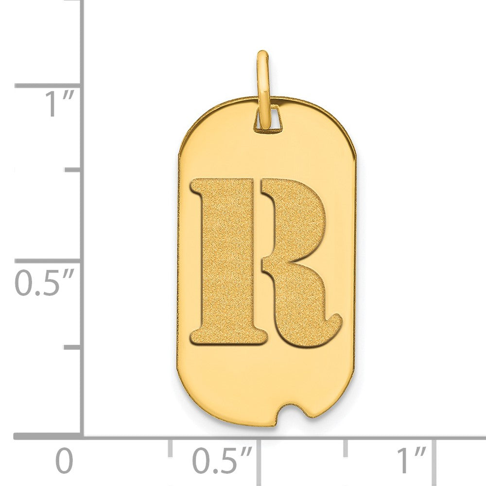 Charlie & Co Jewelry | 14k Polished Letter R Initial Dog Tag Pendant - Model YC1439R