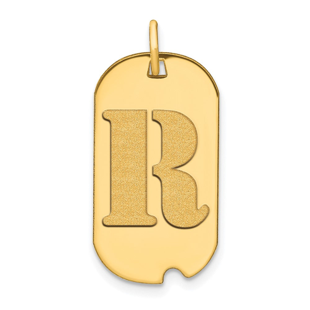 Charlie & Co Jewelry | 14k Polished Letter R Initial Dog Tag Pendant - Model YC1439R
