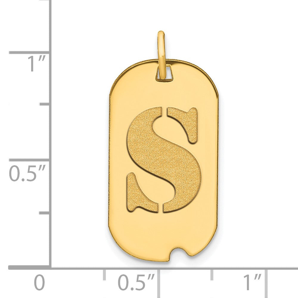 Charlie & Co Jewelry | 14k Polished Letter S Initial Dog Tag Pendant - Model YC1439S