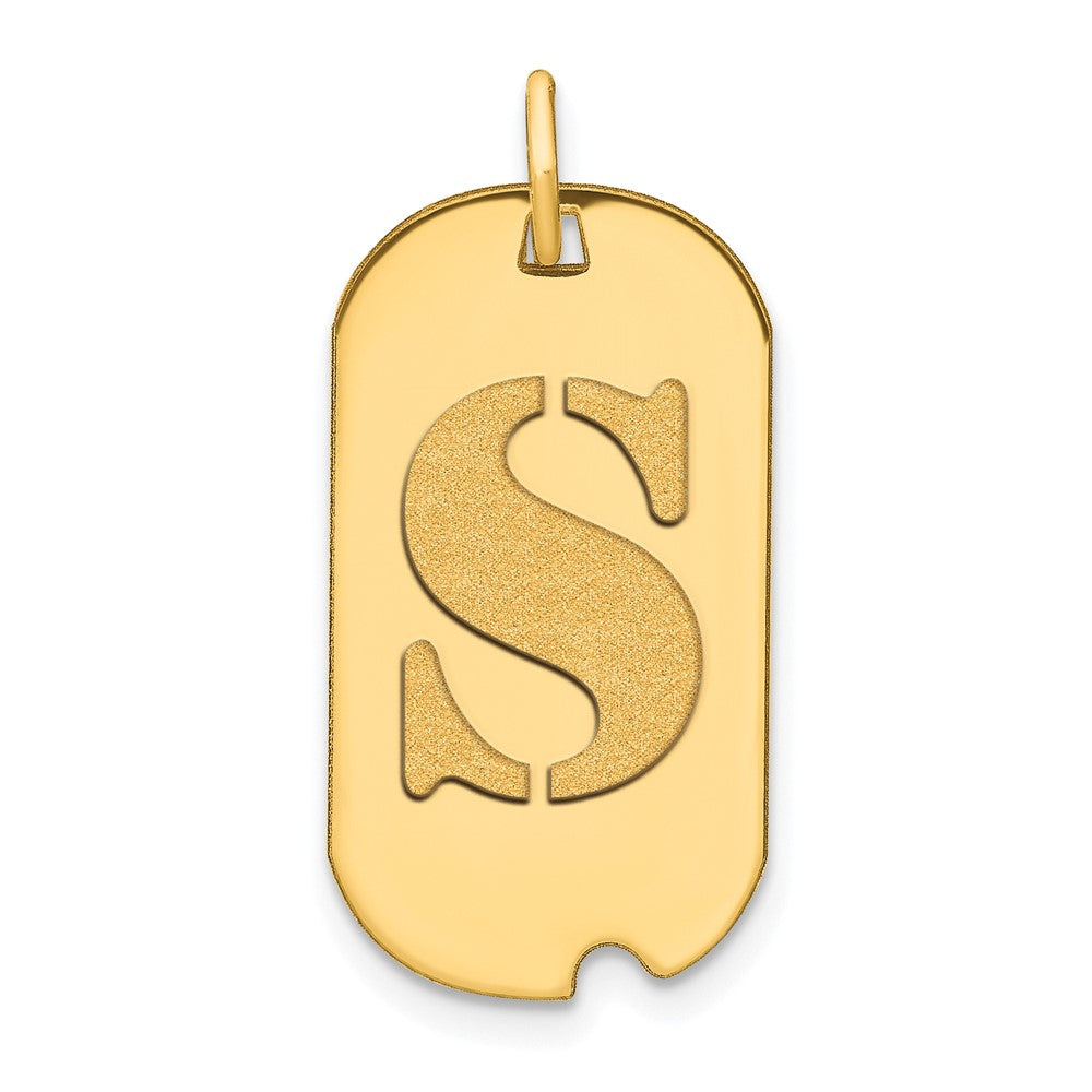 Charlie & Co Jewelry | 14k Polished Letter S Initial Dog Tag Pendant - Model YC1439S