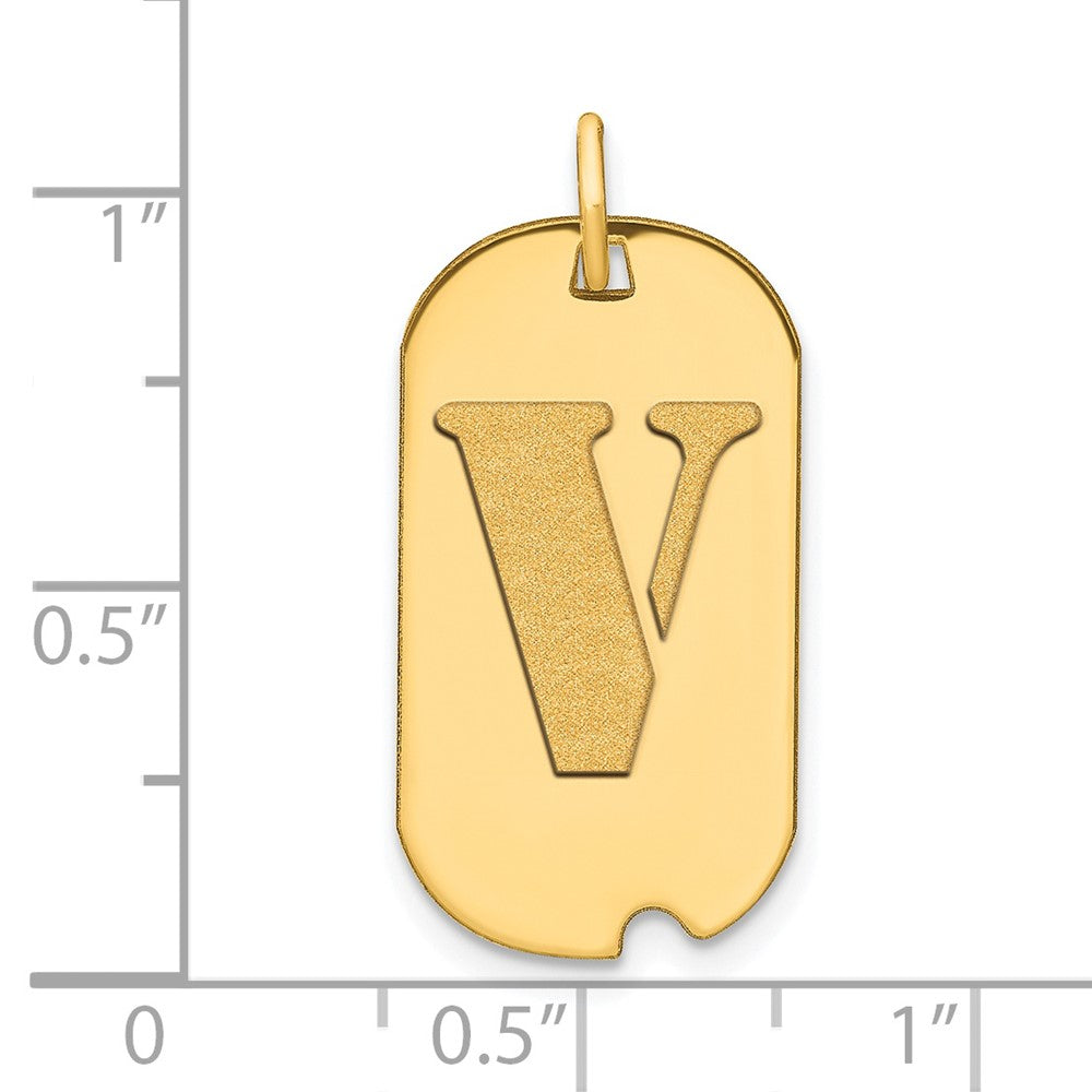 Charlie & Co Jewelry | 14k Polished Letter V Initial Dog Tag Pendant - Model YC1439V