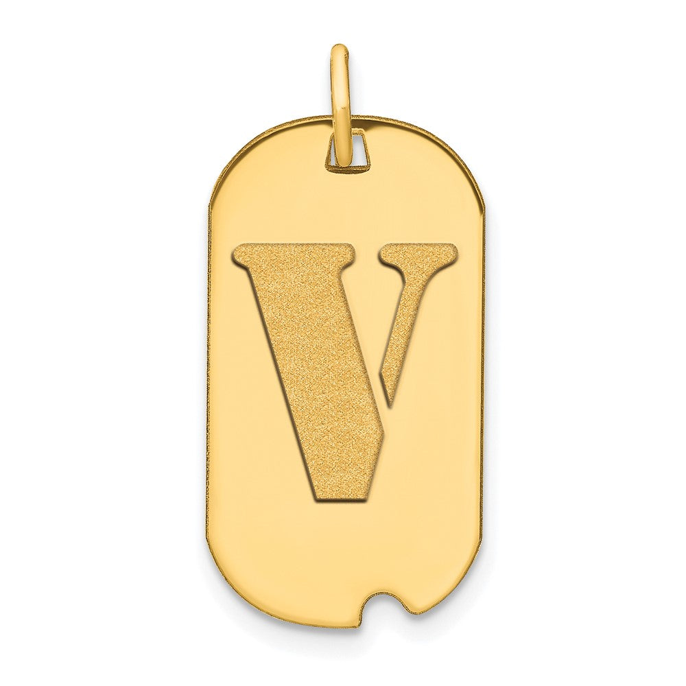 Charlie & Co Jewelry | 14k Polished Letter V Initial Dog Tag Pendant - Model YC1439V