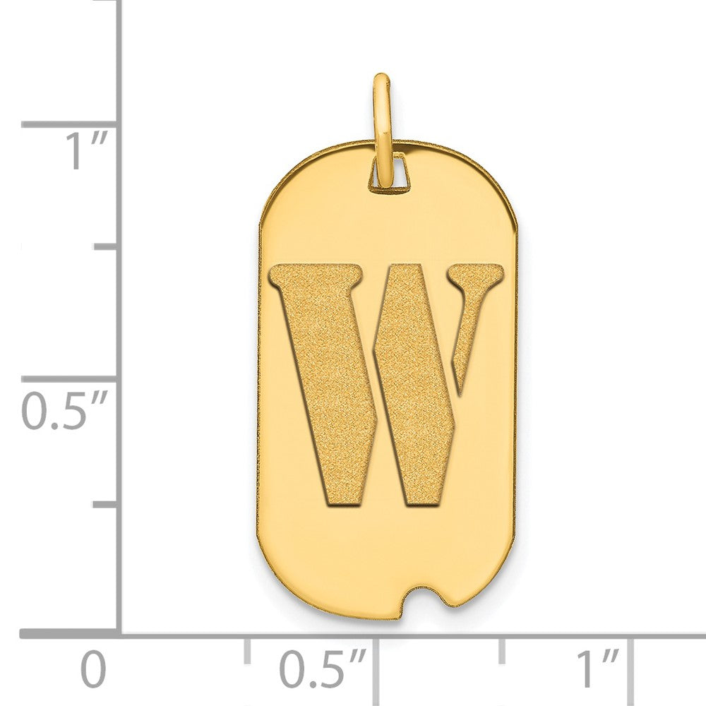 Charlie & Co Jewelry | 14k Polished Letter W Initial Dog Tag Pendant - Model YC1439W