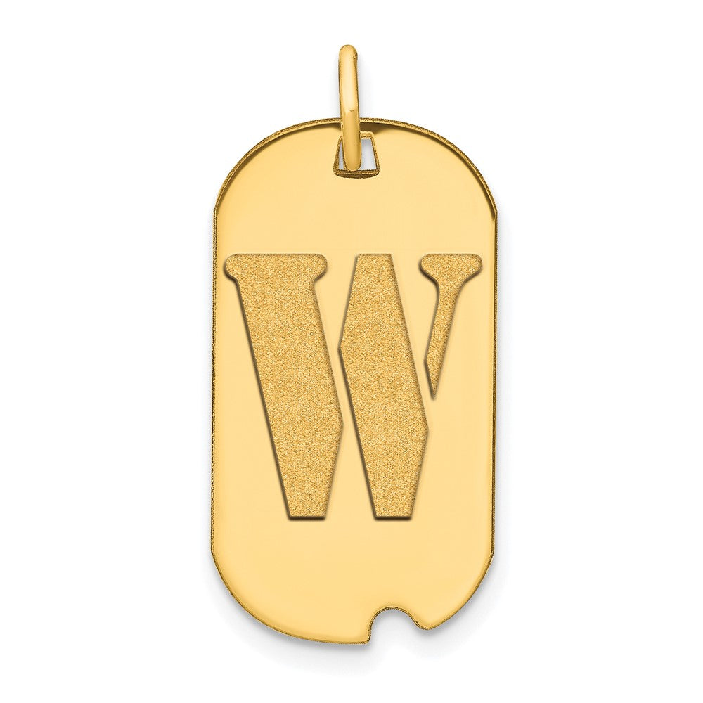 Charlie & Co Jewelry | 14k Polished Letter W Initial Dog Tag Pendant - Model YC1439W