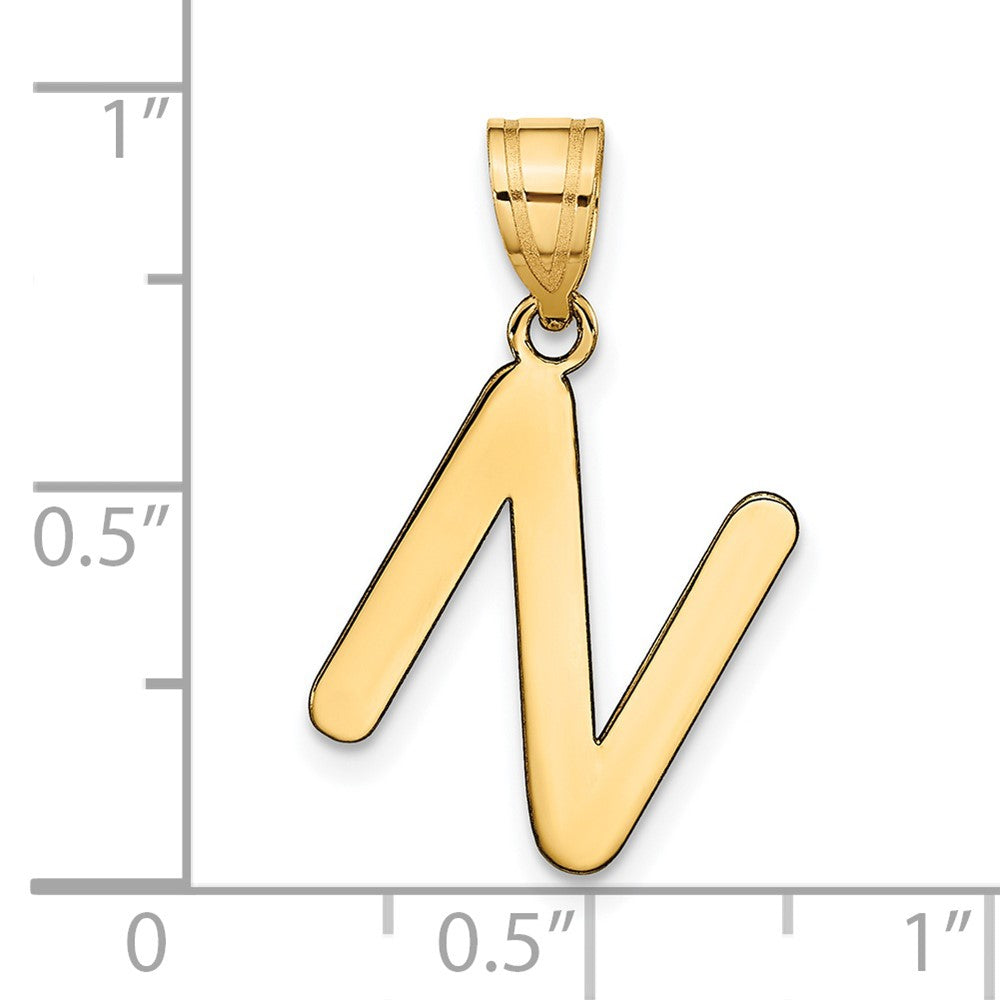 14k Gold Polished Letter 'N' Initial Charm - Charlie & Co. Jewelry