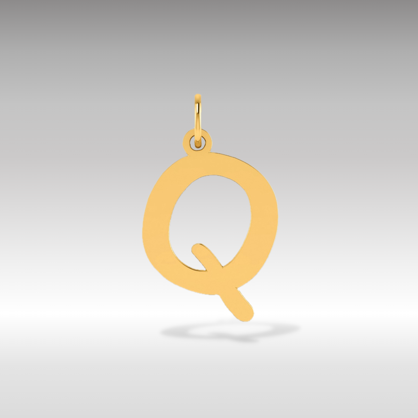 14k Gold Polished Letter 'Q' Initial Charm - Charlie & Co. Jewelry