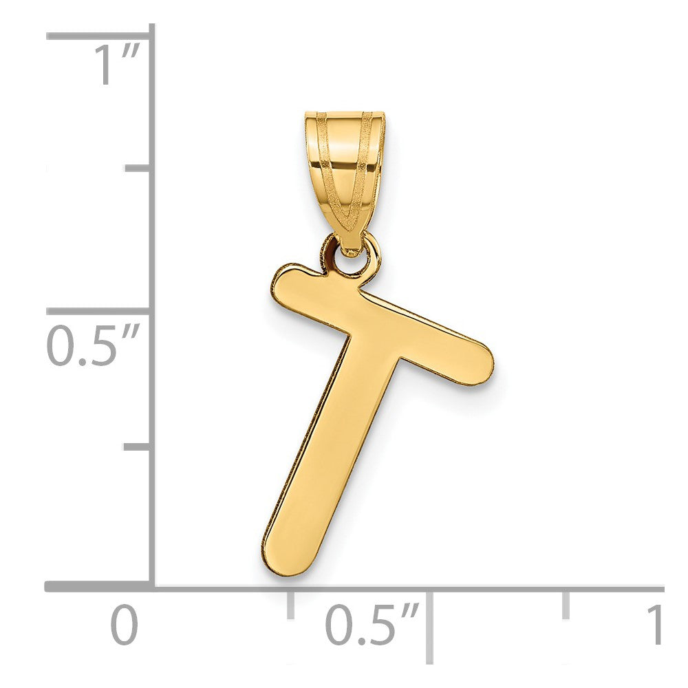 14k Gold Polished Letter 'T' Initial Charm - Charlie & Co. Jewelry