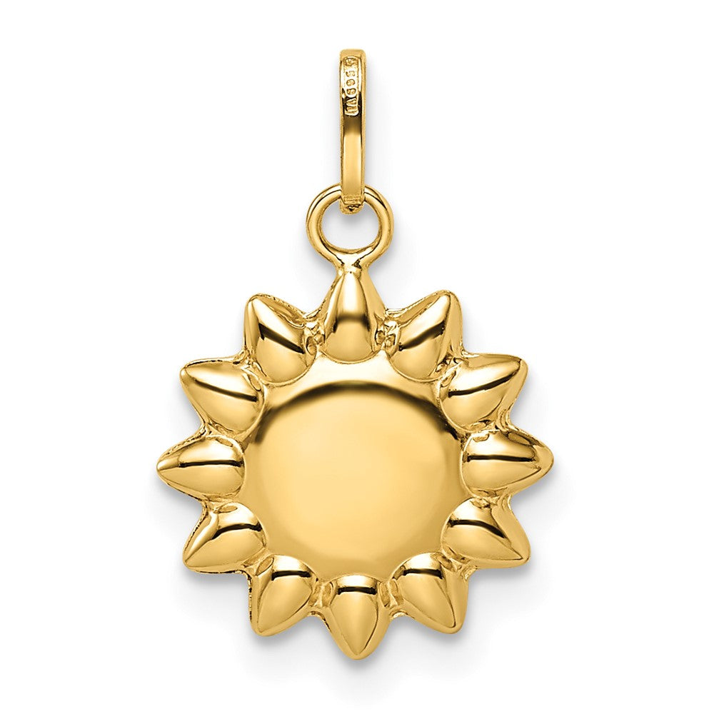 14K Gold Polished Puffed Sun Pendant - Charlie & Co. Jewelry