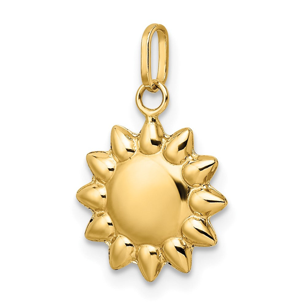 14K Gold Polished Puffed Sun Pendant - Charlie & Co. Jewelry