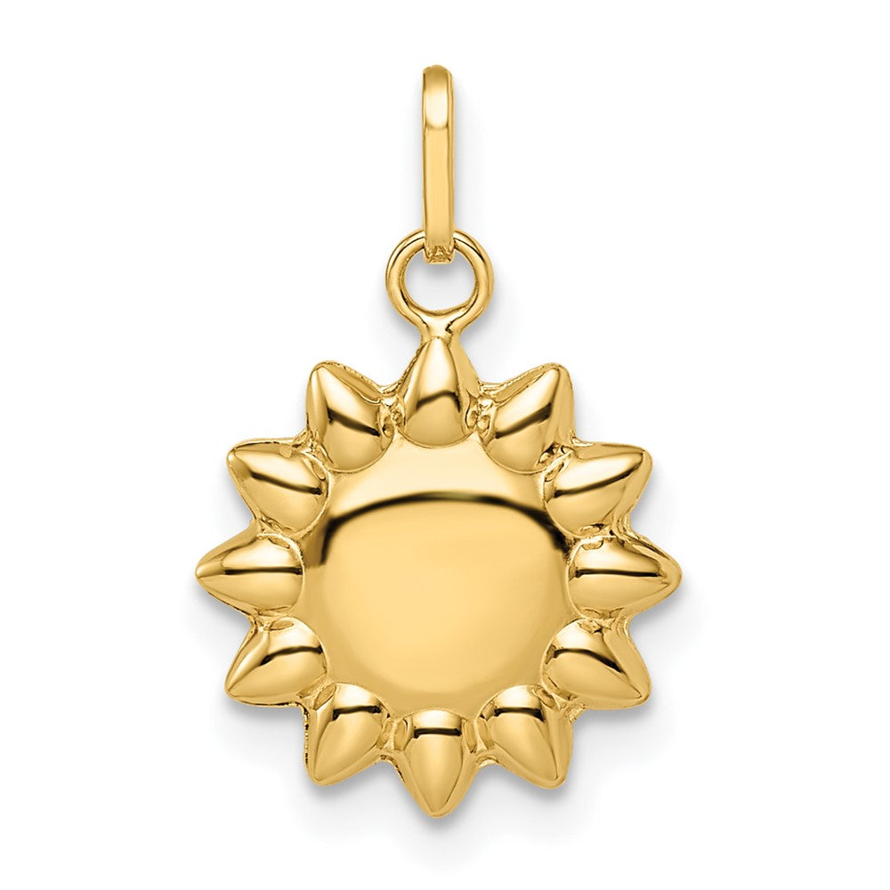 14K Gold Polished Puffed Sun Pendant - Charlie & Co. Jewelry