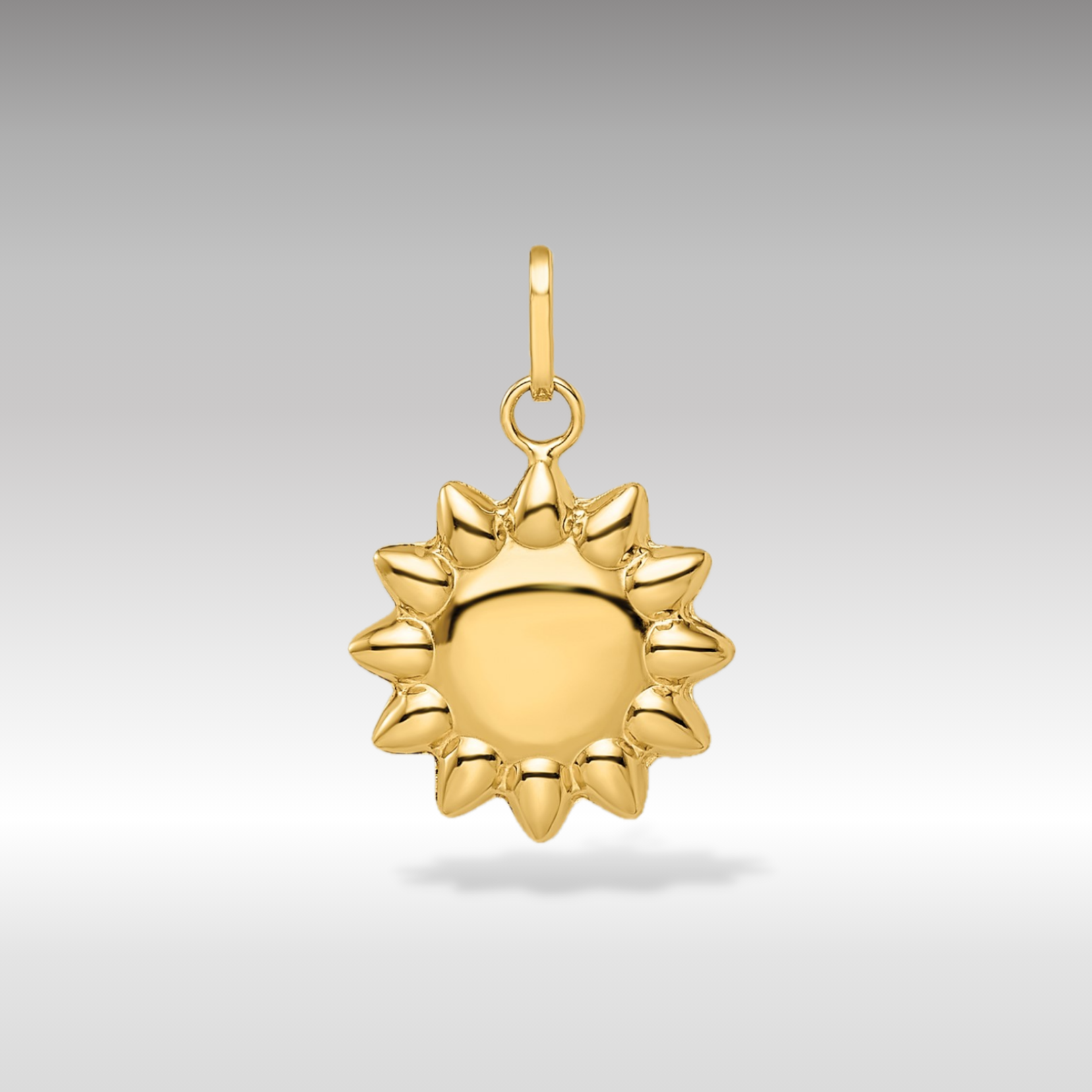 14K Gold Polished Puffed Sun Pendant - Charlie & Co. Jewelry