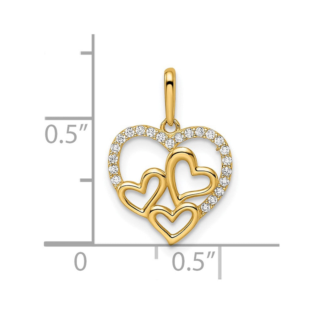 Charlie & Co Jewelry | 14k Cz Hearts Pendant - Model YC1483