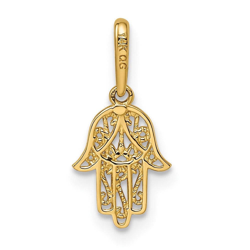 Gold Filigree Hamsa Hand Pendant Model-YC1502 - Charlie & Co. Jewelry