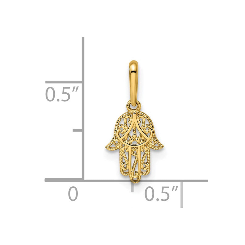 14K Gold Filigree Hamsa Hand Pendant - Charlie & Co. Jewelry