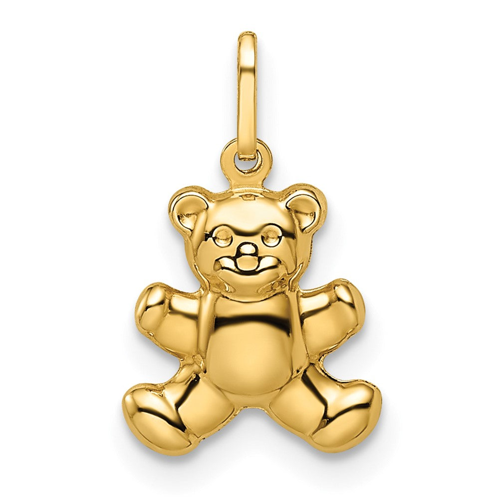 Gold Polished Puffed Teddy Bear Pendant Necklace - Model YC1524 - Charlie & Co. Jewelry