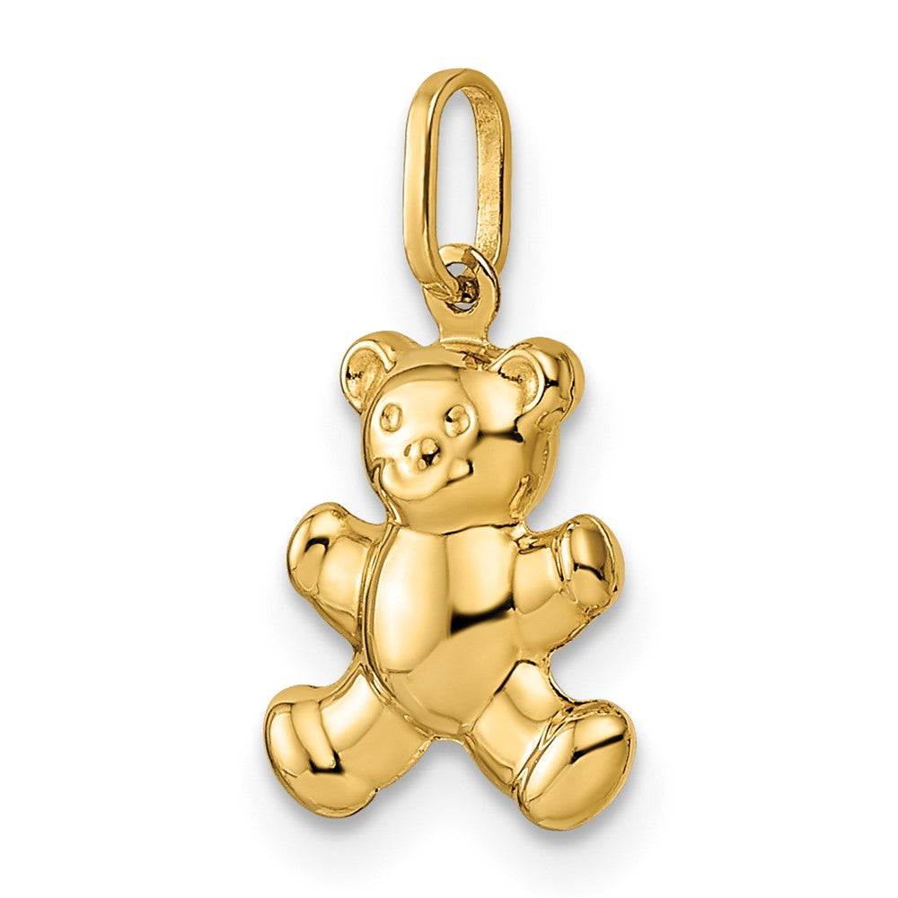 Gold Polished Puffed Teddy Bear Pendant Necklace - Model YC1524 - Charlie & Co. Jewelry