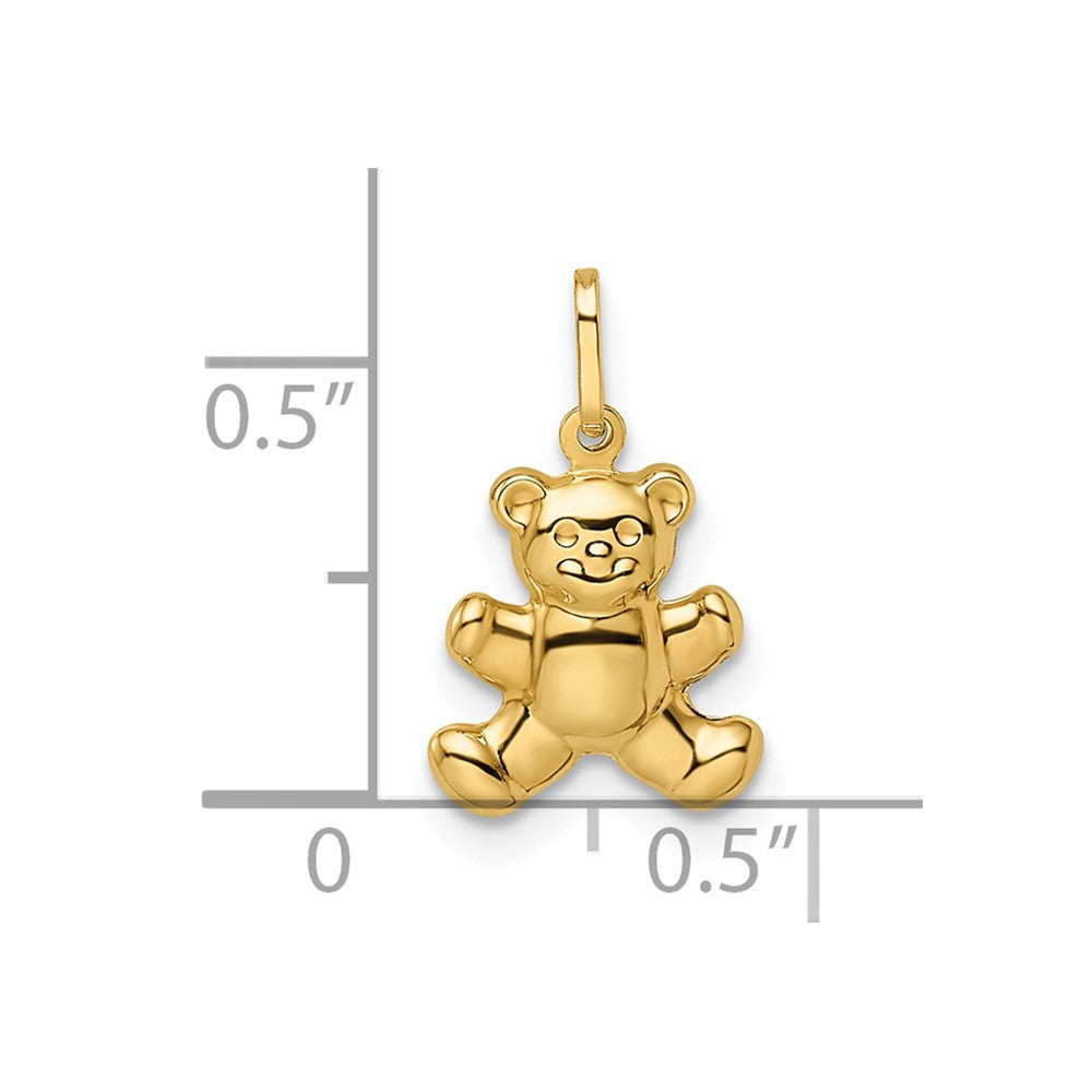 Gold Polished Puffed Teddy Bear Pendant Necklace - Model YC1524 - Charlie & Co. Jewelry