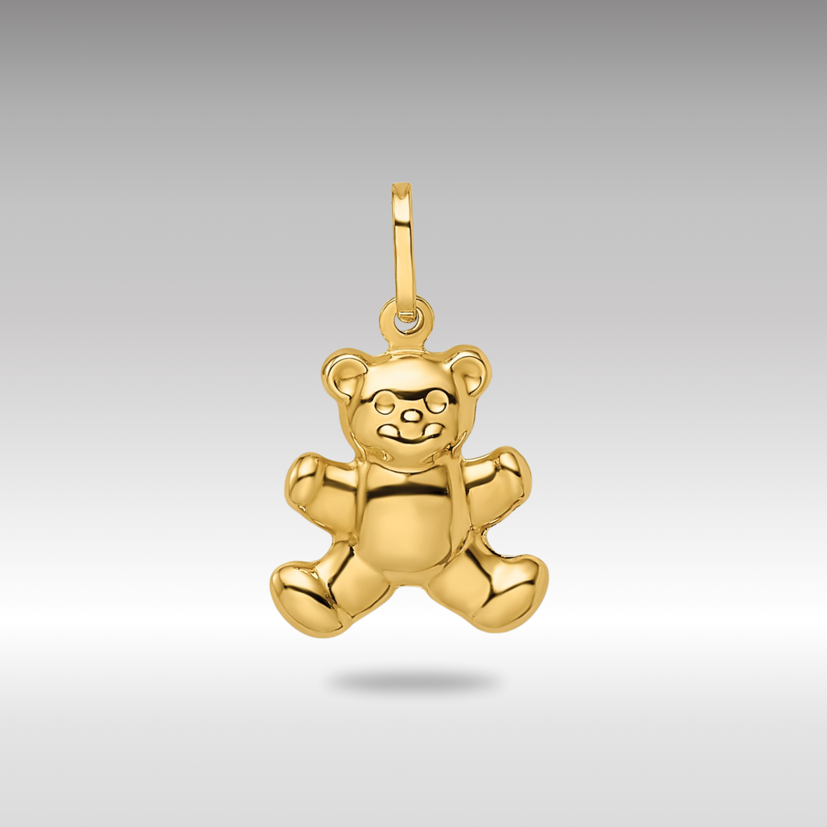 Gold Polished Puffed Teddy Bear Pendant Necklace - Model YC1524 - Charlie & Co. Jewelry