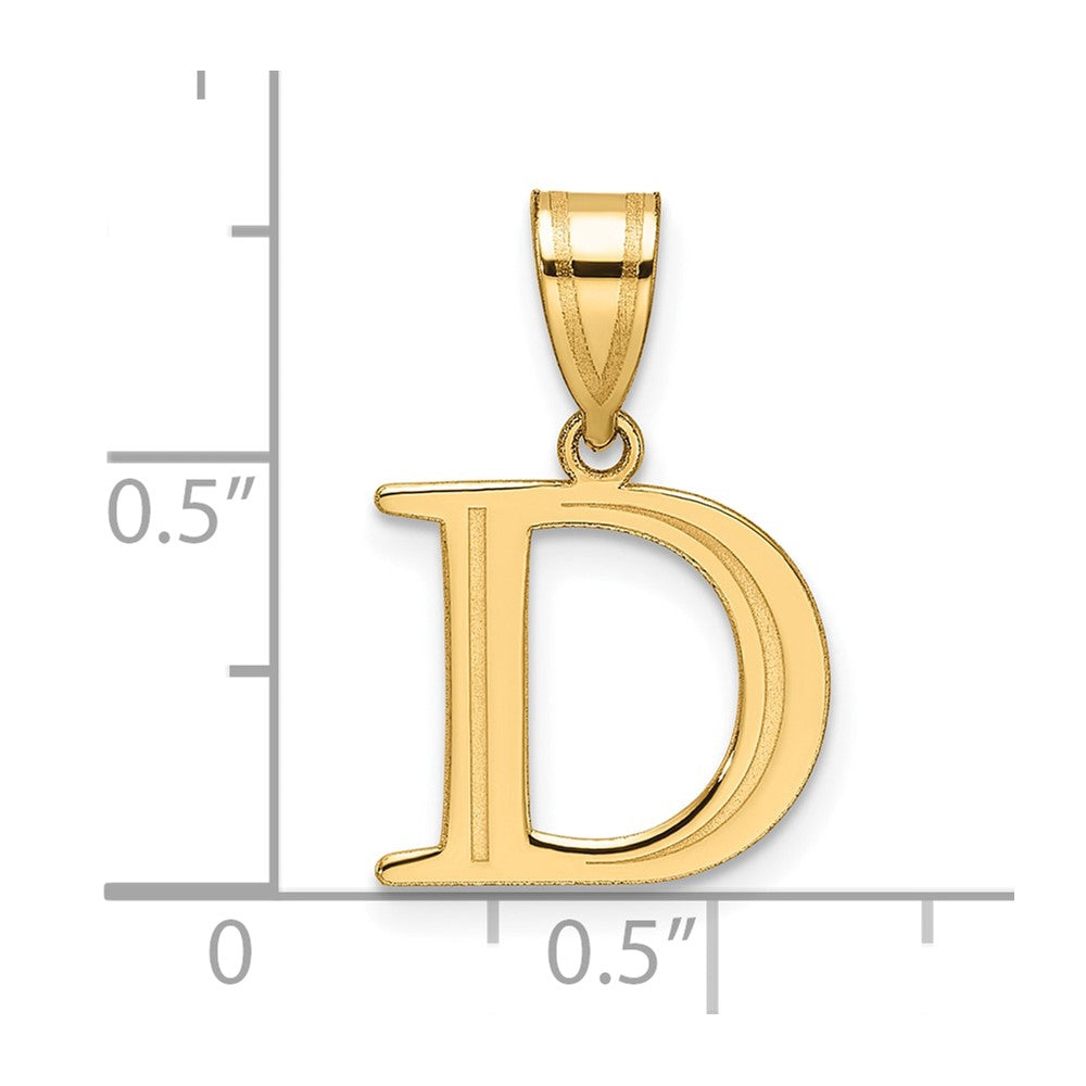 Charlie & Co Jewelry | 14k Polished Etched Letter D Initial Pendant - Model YC1539D