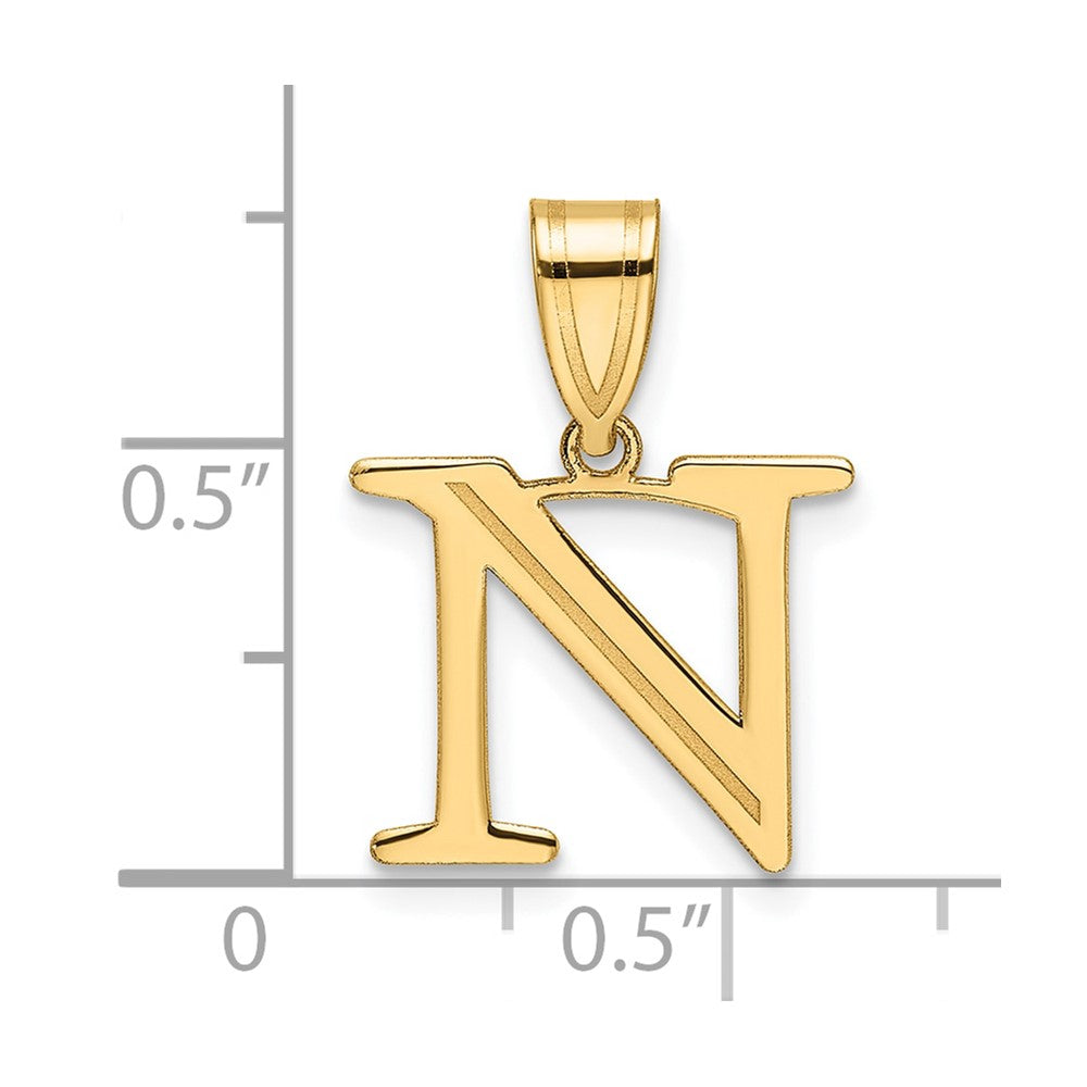 Charlie & Co Jewelry | 14k Polished Etched Letter N Initial Pendant - Model YC1539N