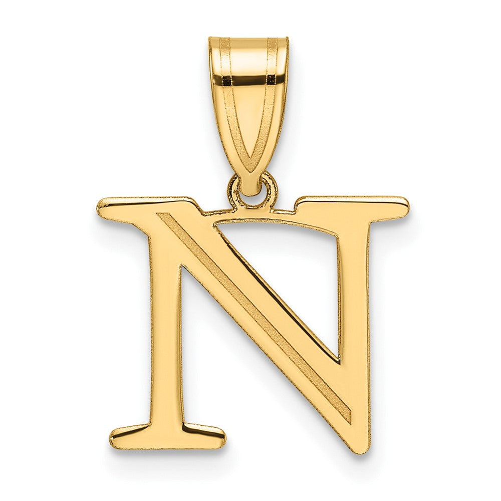 Charlie & Co Jewelry | 14k Polished Etched Letter N Initial Pendant - Model YC1539N