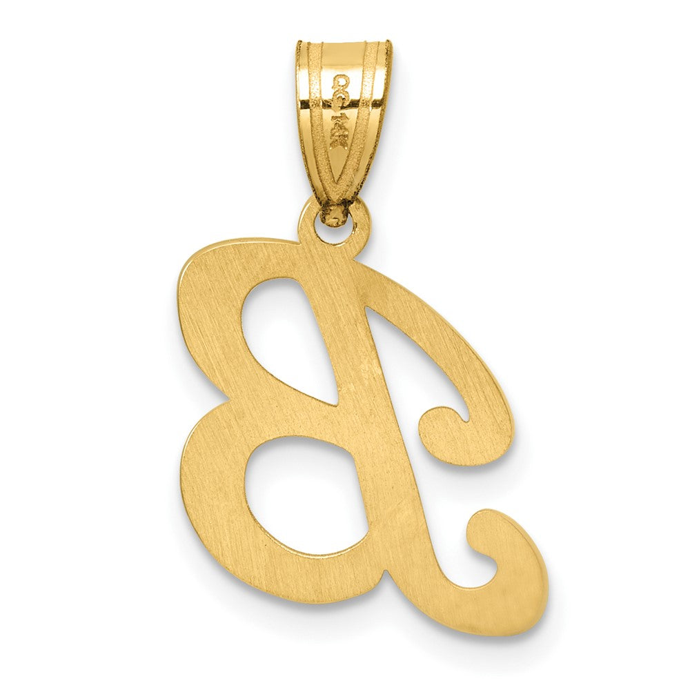 14K Gold Large Letter "B" Script Initial Pendant - Charlie & Co. Jewelry