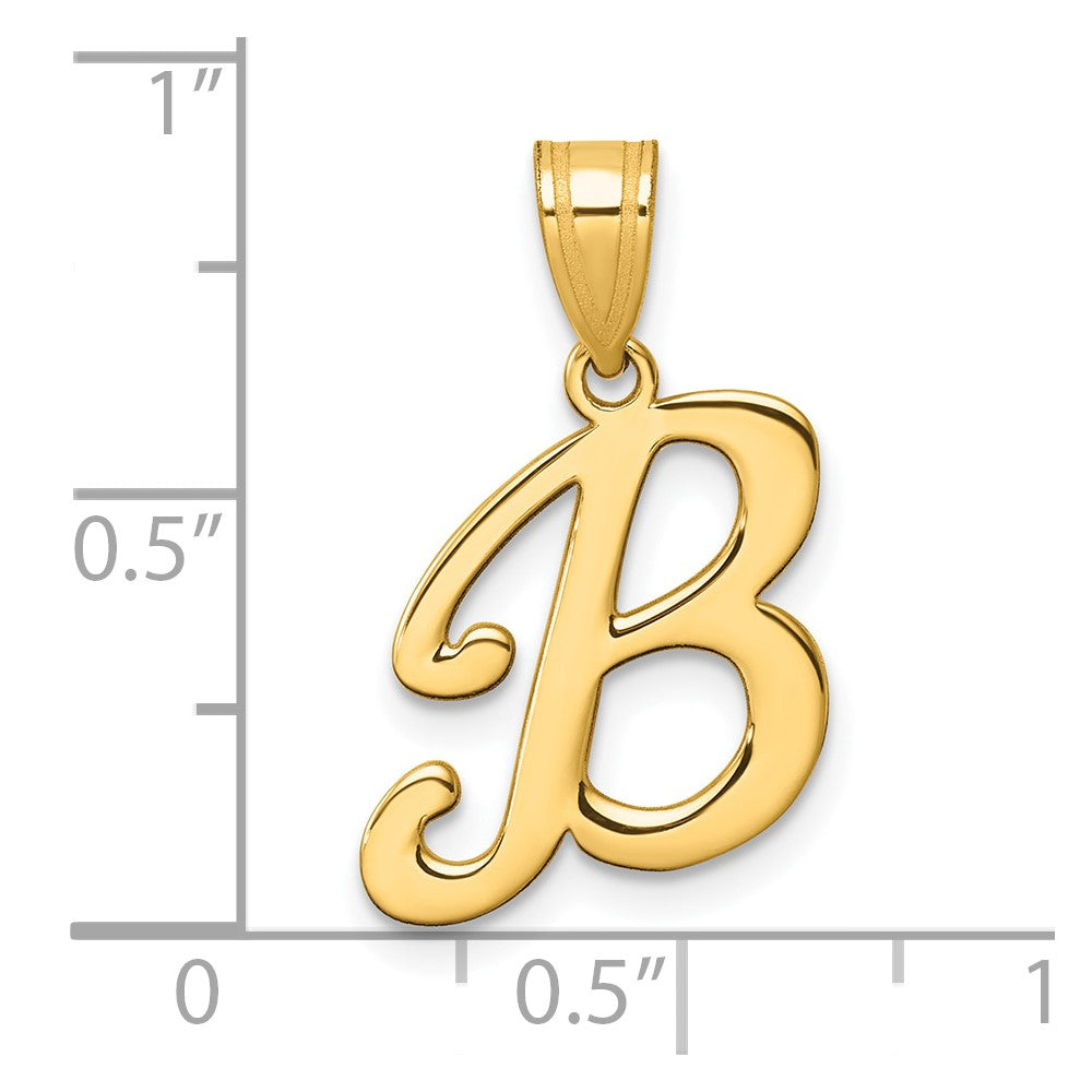 14K Gold Large Letter "B" Script Initial Pendant - Charlie & Co. Jewelry