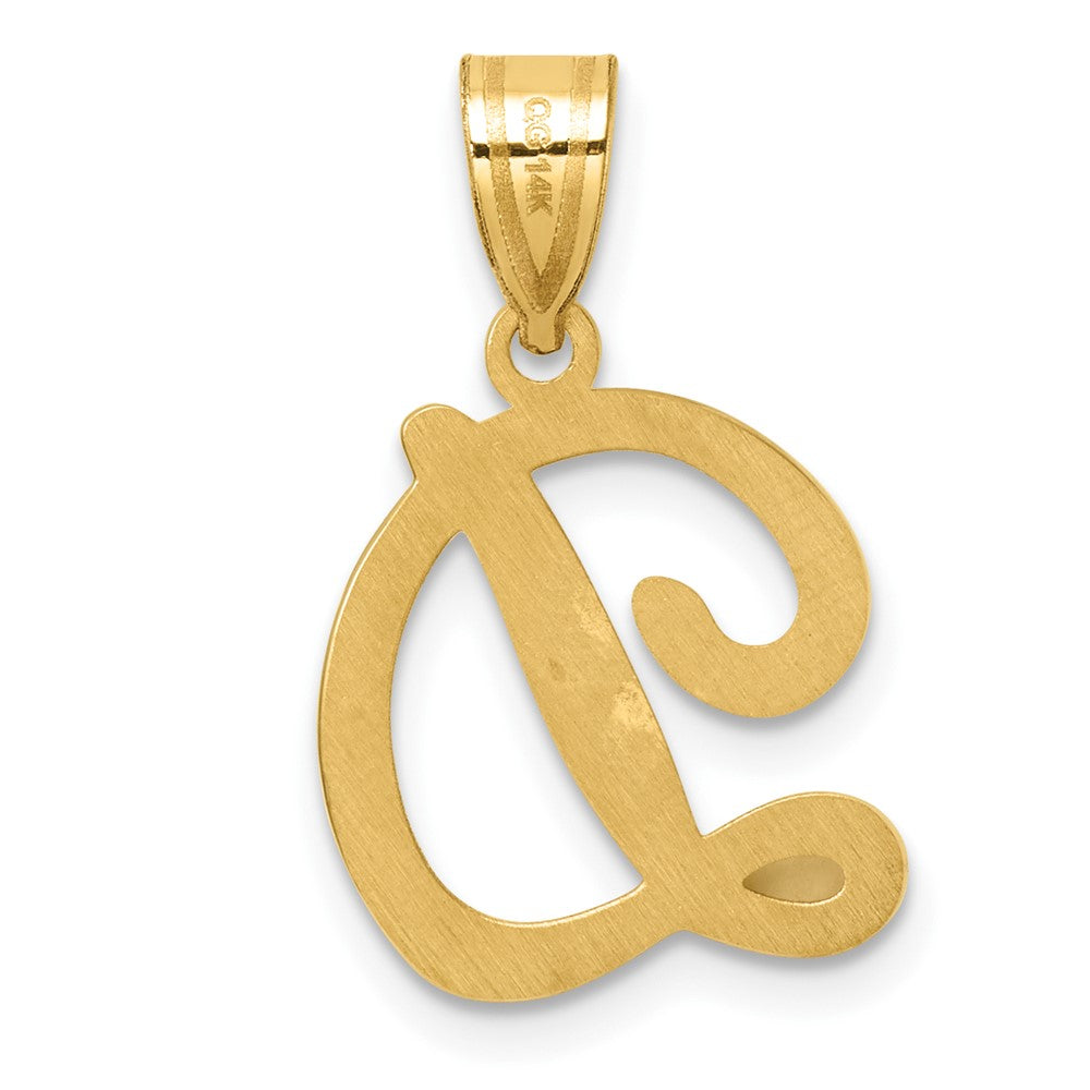 14K Gold Large Letter "D" Script Initial Pendant - Charlie & Co. Jewelry