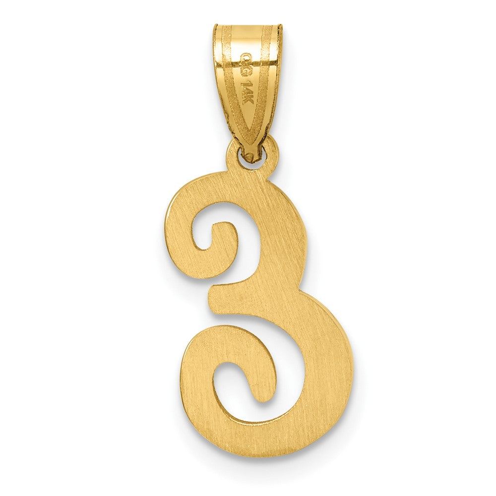 14K Gold Large Letter "E" Script Initial Pendant - Charlie & Co. Jewelry