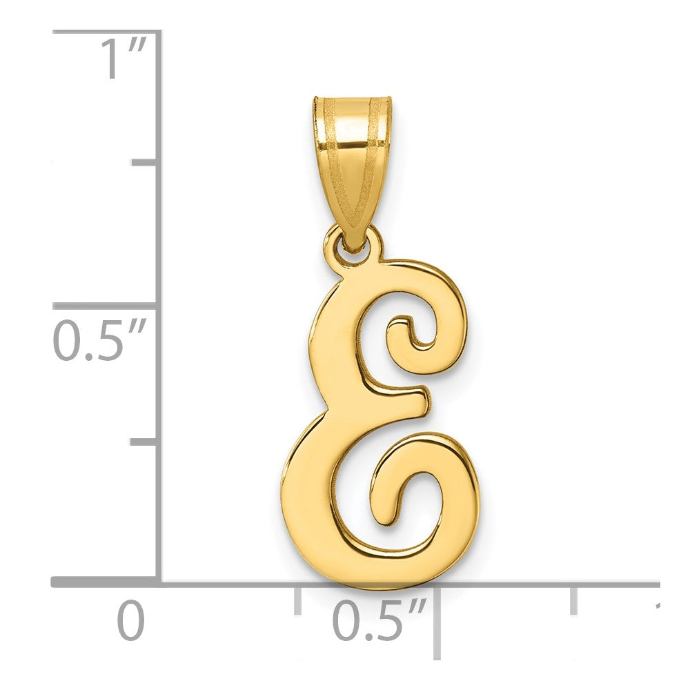 14K Gold Large Letter "E" Script Initial Pendant - Charlie & Co. Jewelry