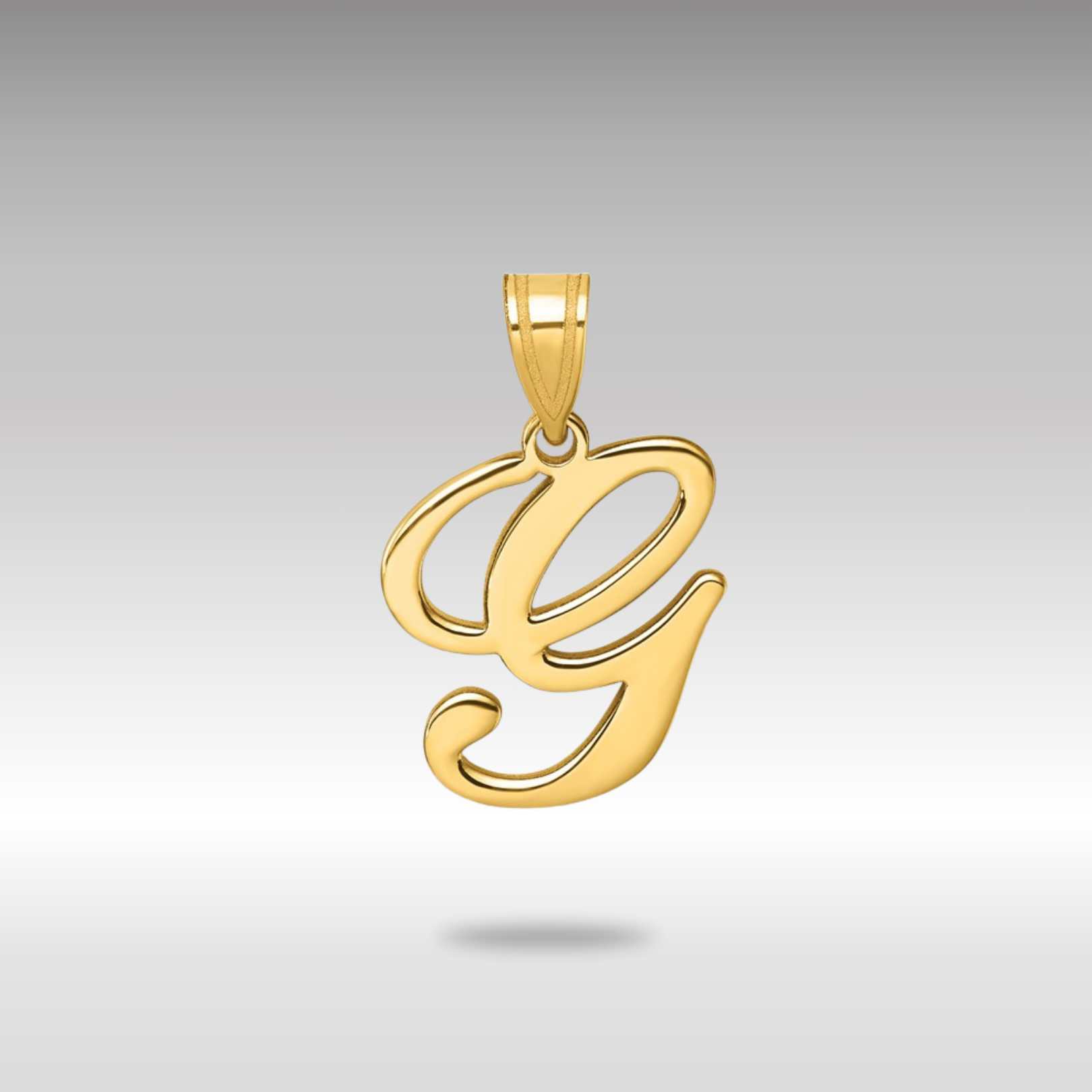 Gold Large Letter "G" Script Initial Pendant Model-YC1540G - Charlie & Co. Jewelry