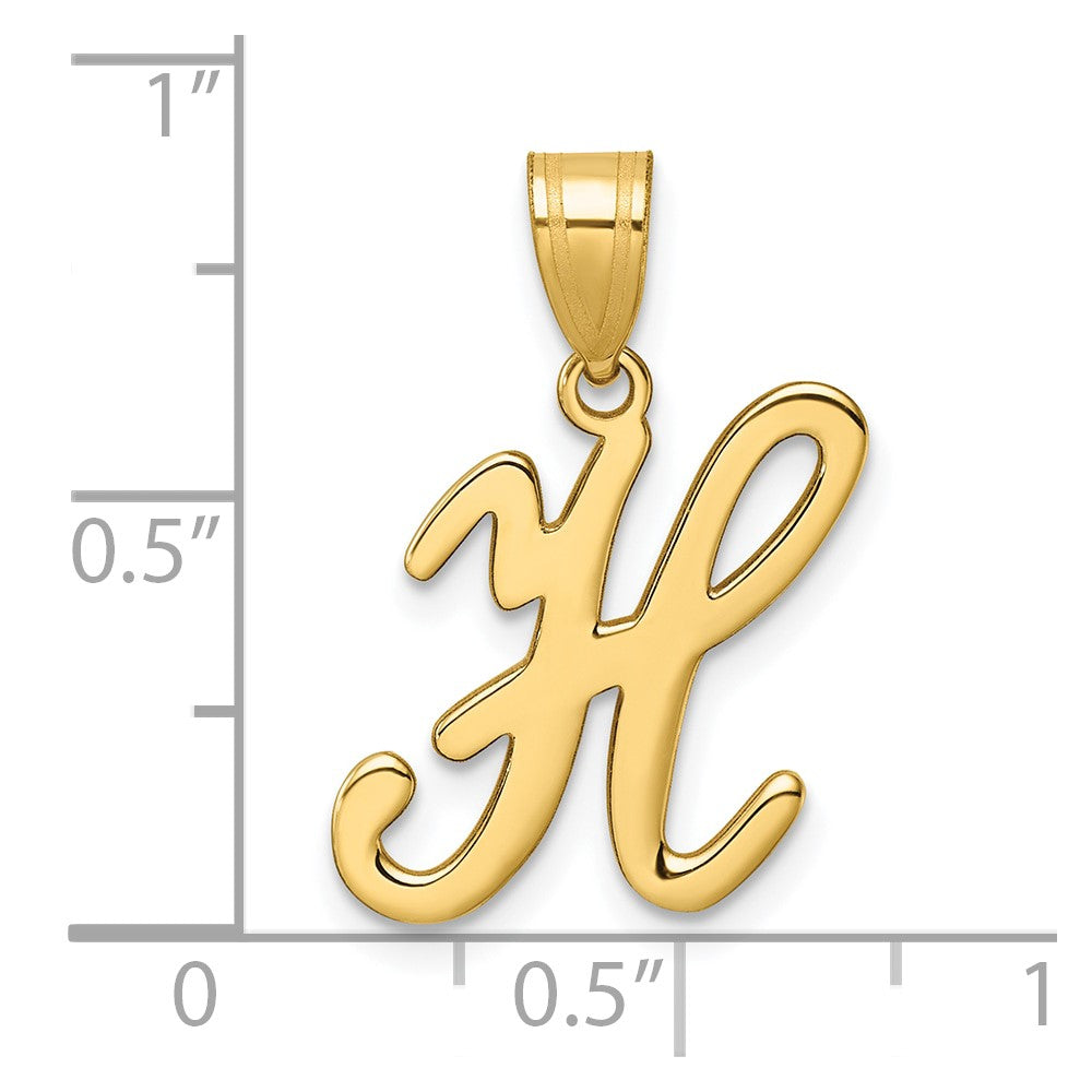 14K Gold Large Letter "H" Script Initial Pendant - Charlie & Co. Jewelry