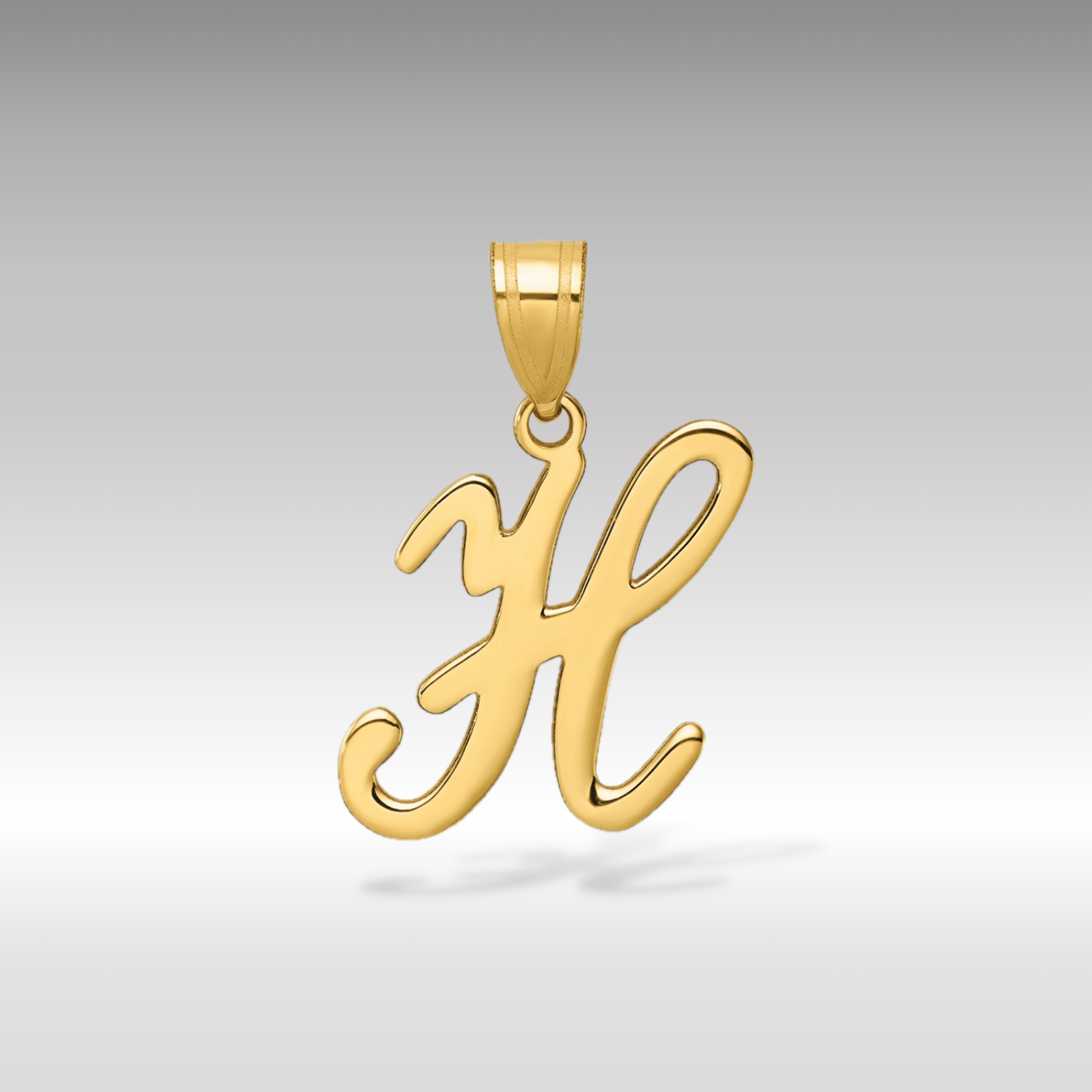 14K Gold Large Letter "H" Script Initial Pendant - Charlie & Co. Jewelry