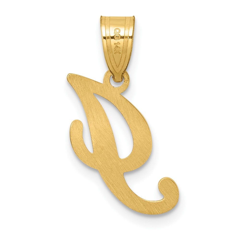 14K Gold Large Letter "I" Script Initial Pendant - Charlie & Co. Jewelry