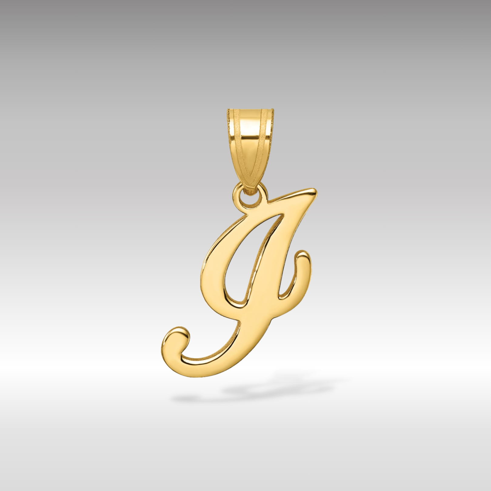 14K Gold Large Letter "I" Script Initial Pendant - Charlie & Co. Jewelry