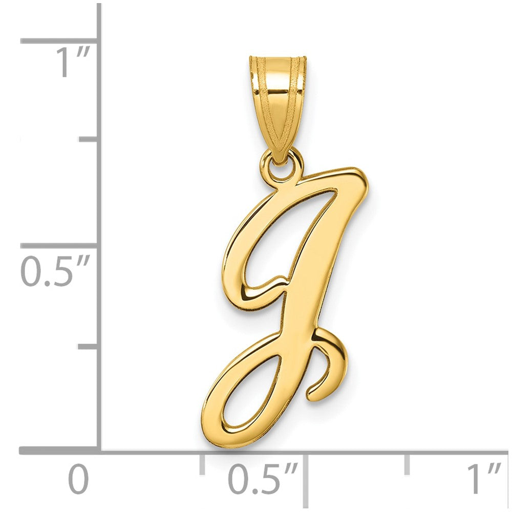 14K Gold Large Letter "J" Script Initial Pendant - Charlie & Co. Jewelry