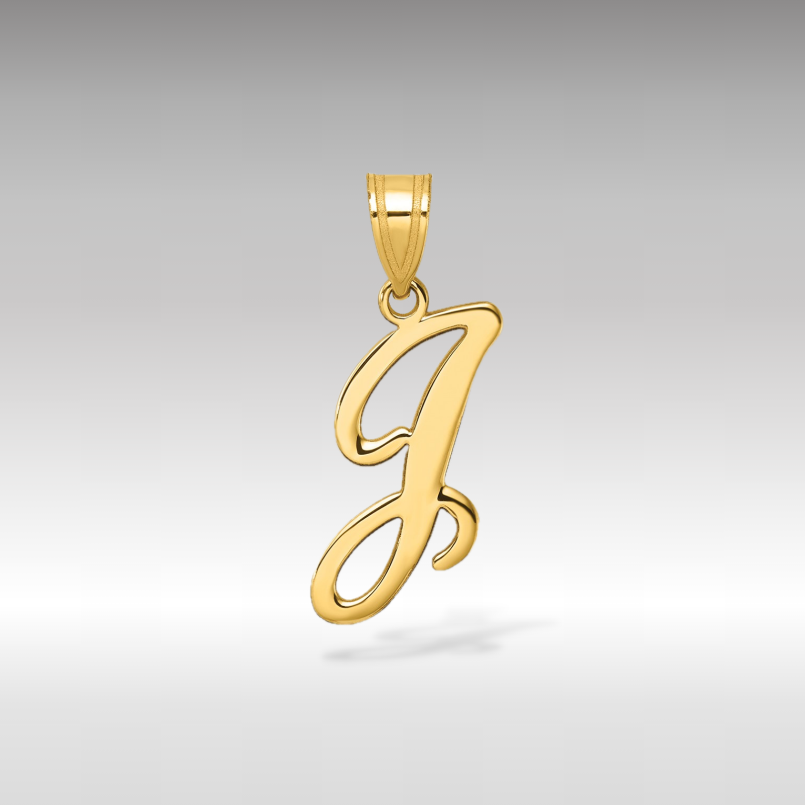 14K Gold Large Letter "J" Script Initial Pendant - Charlie & Co. Jewelry