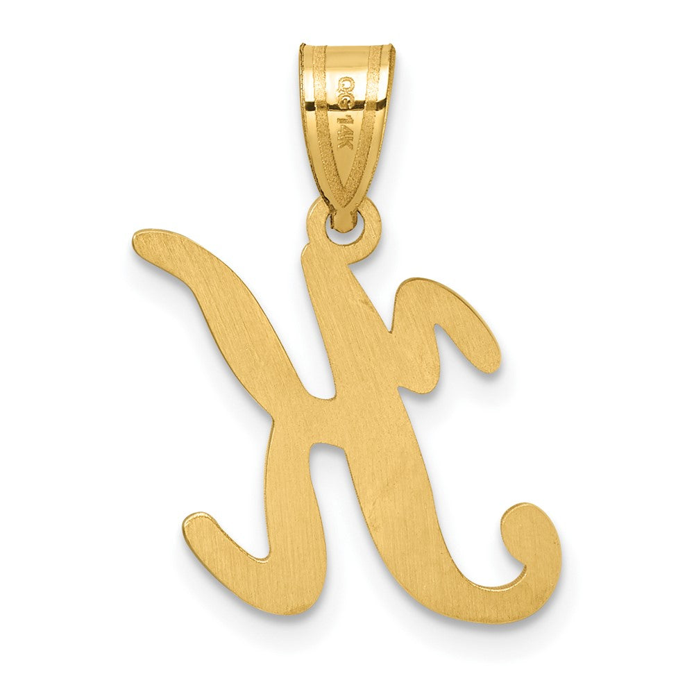 14K Gold Large Letter "K" Script Initial Pendant - Charlie & Co. Jewelry