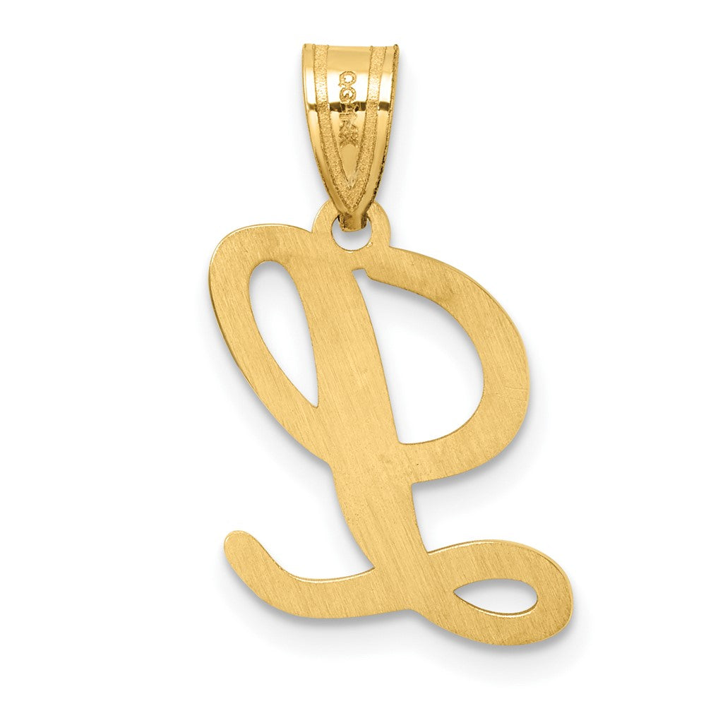 14K Gold Large Letter "L" Script Initial Pendant - Charlie & Co. Jewelry