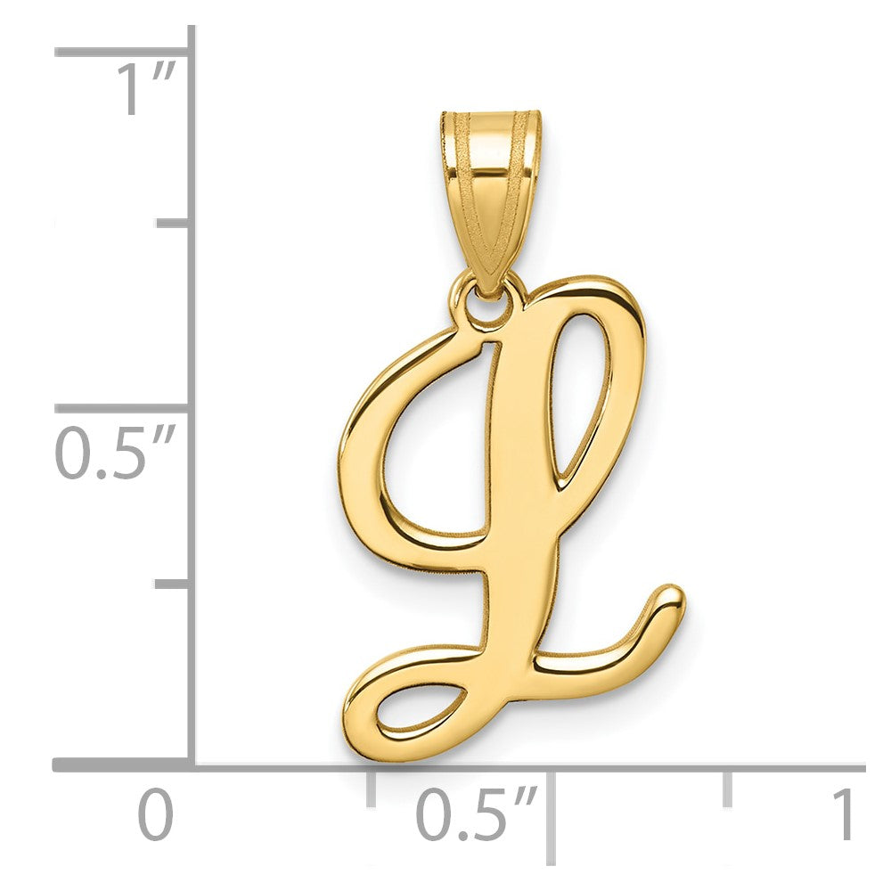 14K Gold Large Letter "L" Script Initial Pendant - Charlie & Co. Jewelry