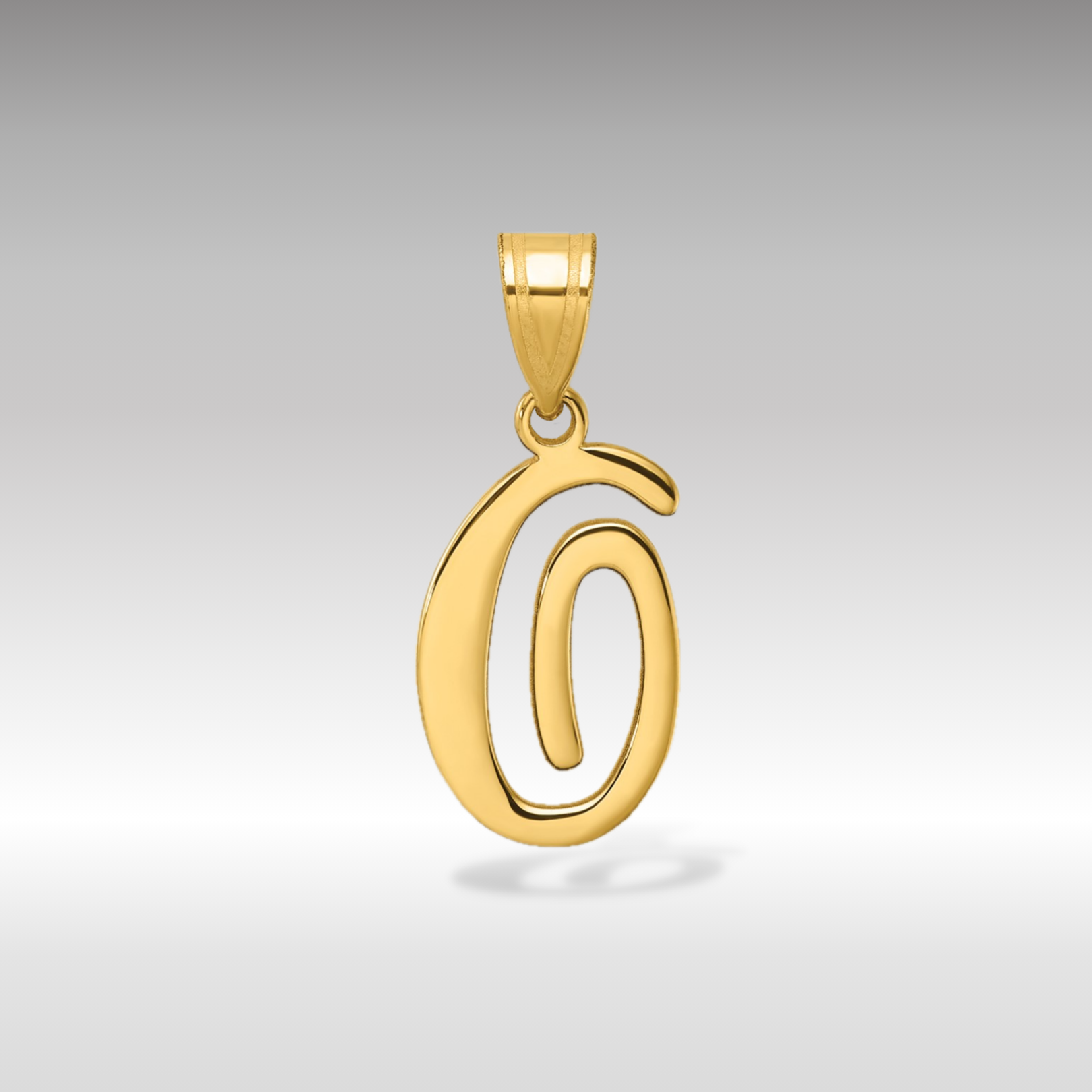 14K Gold Large Letter "O" Script Initial Pendant - Charlie & Co. Jewelry