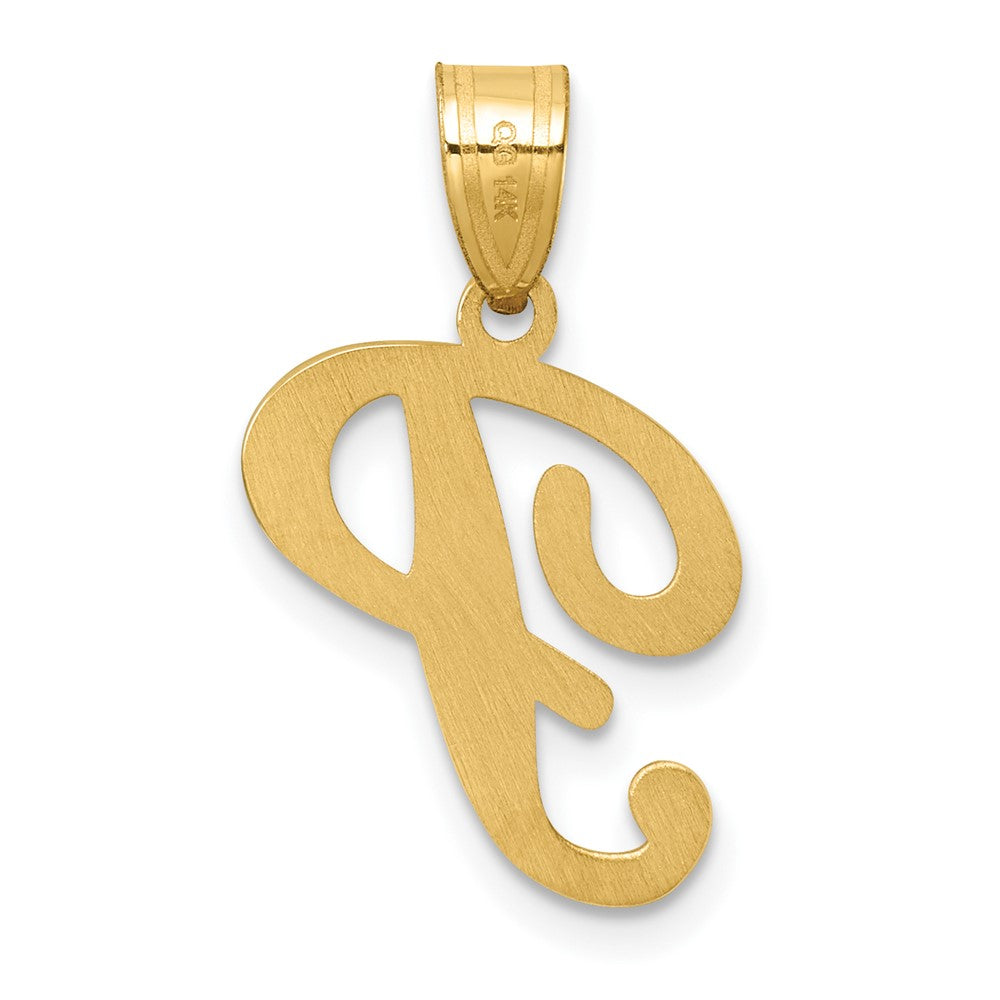 14K Gold Large Letter "P" Script Initial Pendant - Charlie & Co. Jewelry