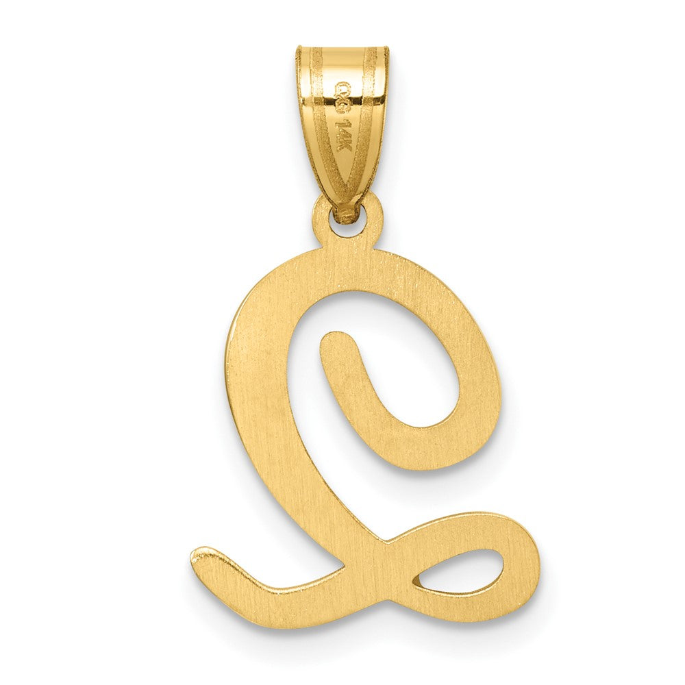 14K Gold Large Letter "Q" Script Initial Pendant - Charlie & Co. Jewelry