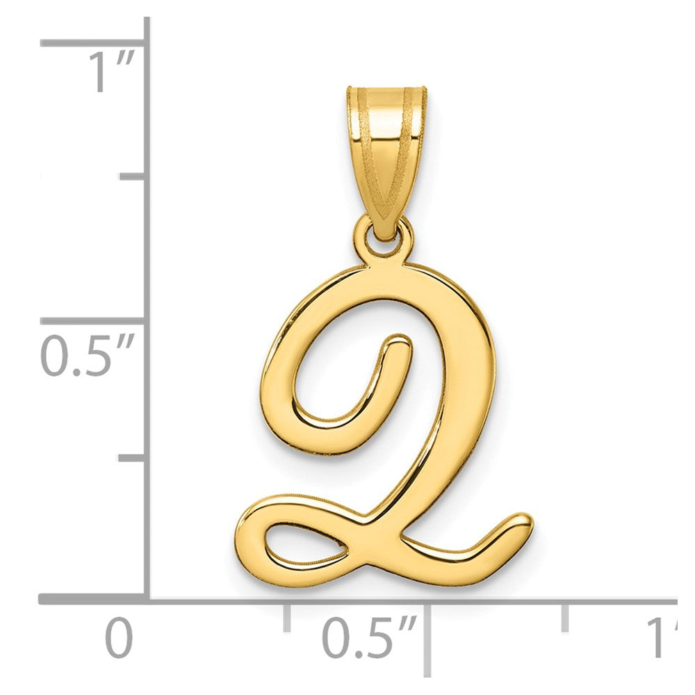 14K Gold Large Letter "Q" Script Initial Pendant - Charlie & Co. Jewelry