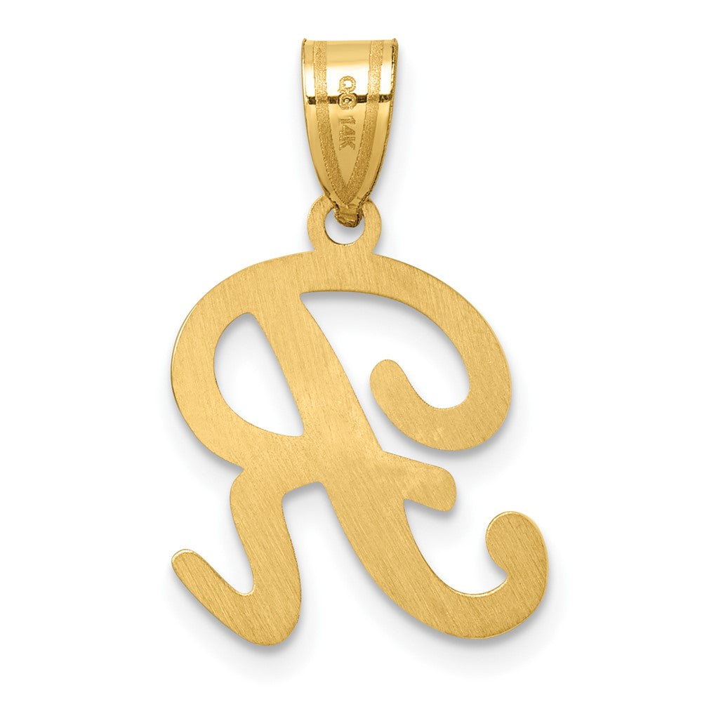 14K Gold Large Letter "R" Script Initial Pendant - Charlie & Co. Jewelry