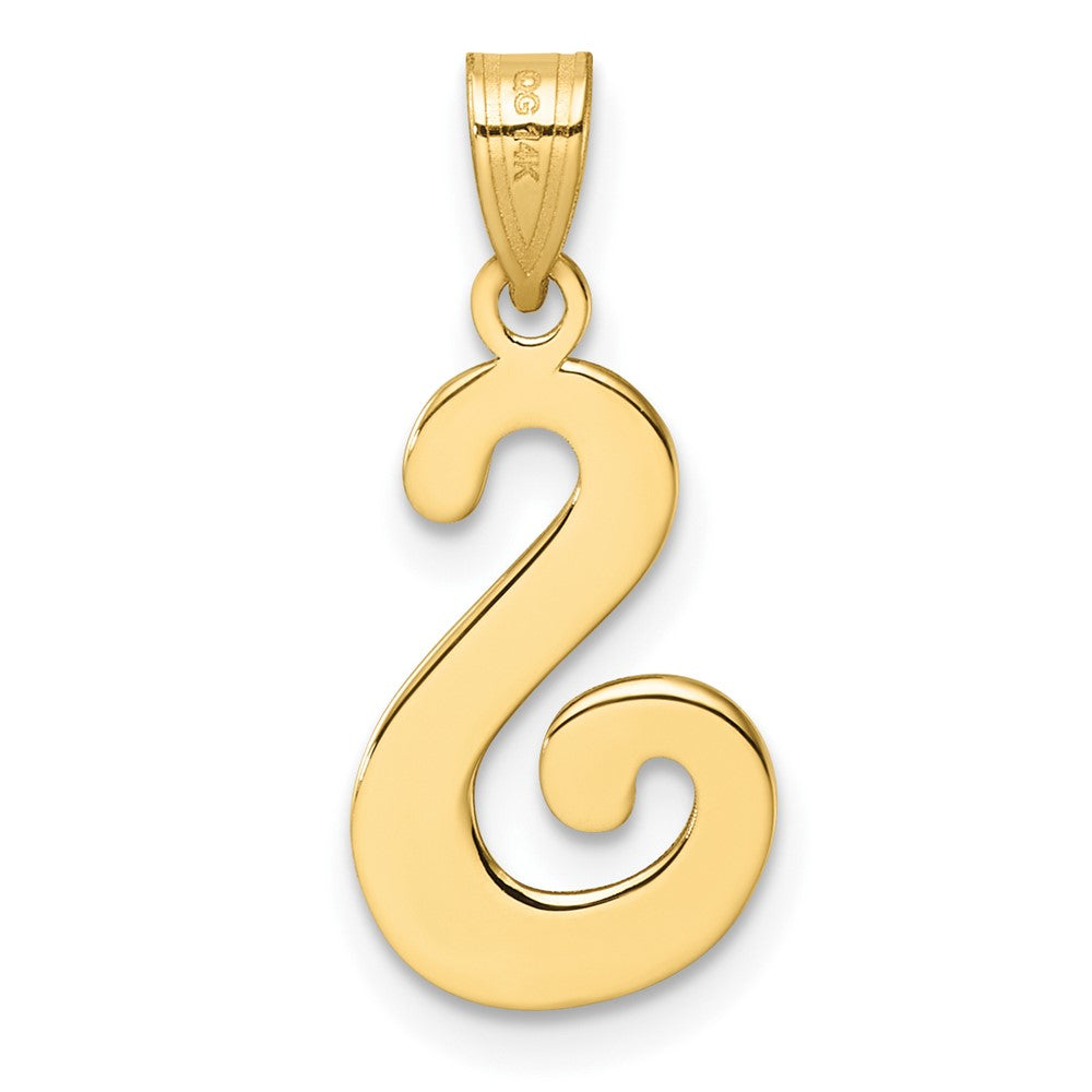 14K Gold Large Letter "S" Script Initial Pendant - Charlie & Co. Jewelry